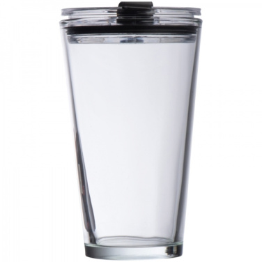 Logo trade promotional giveaways image of: Glass mug with lid WATTENSCHEID 400 ml