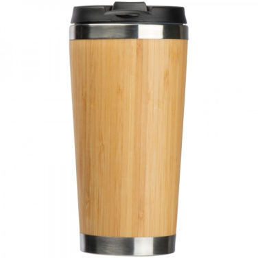 Logotrade promotional products photo of: Stainless steel mug BAMBOOGARDEN 400 ml