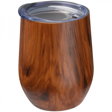 Logotrade advertising product image of: Stainless steel mug with wooden look BRIGHTON 380 ml
