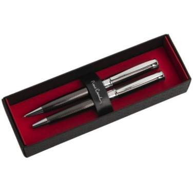 Logo trade promotional items image of: Metal set of ballpoint pen and roller ROI