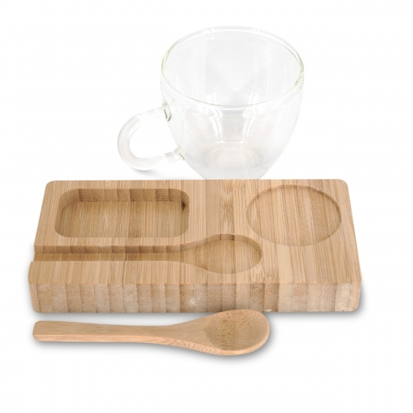 Logotrade promotional product picture of: Tray with cup and spoon FORMOSA 150 ml