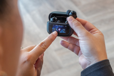 Logo trade promotional giveaways picture of: Airtune RCS recycled plastic ANC earbuds with touch screen
