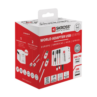 Logo trade business gift photo of: SKROSS World Travel Adapter MUV 65W PD with USB C Cable