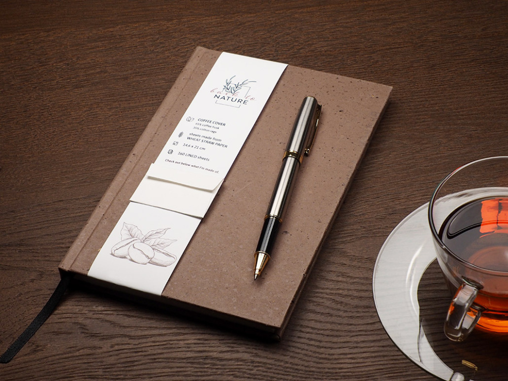 Logotrade promotional gift picture of: Recycled Coffee Notebook 209733900