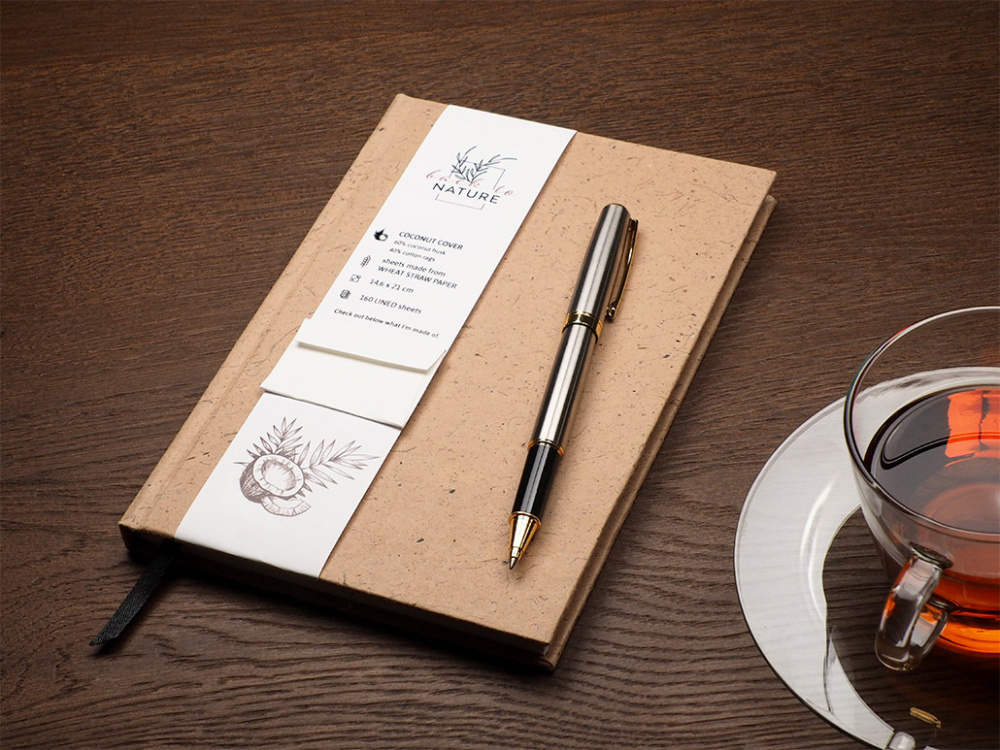 Logo trade business gifts image of: Recycled Coconut Notebook 209734100