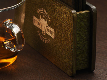 Logo trade promotional giveaways image of: Wooden box with 4 coasters 1871121