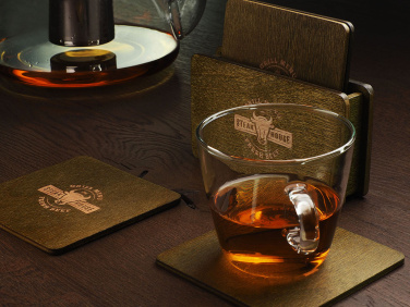 Logo trade advertising product photo of: Wooden box with 4 coasters 1871121