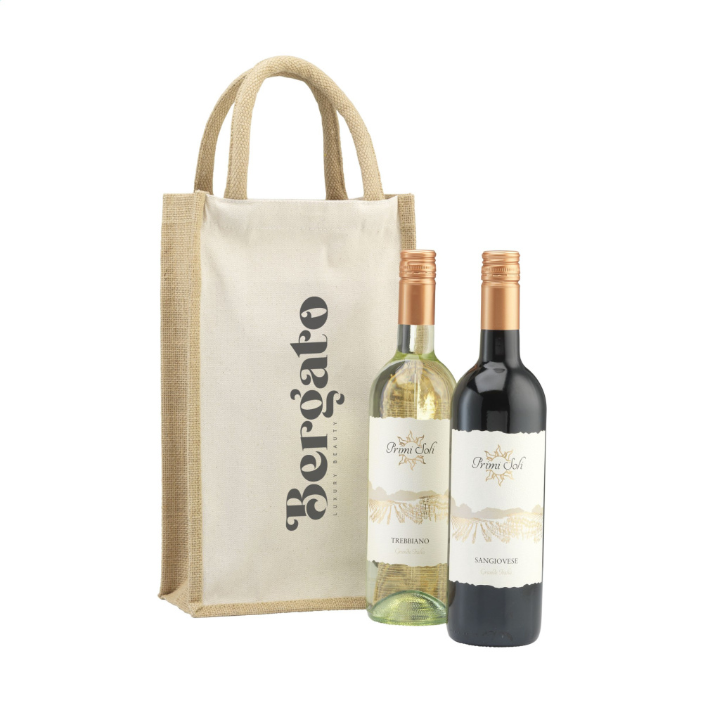 Logotrade corporate gift image of: Jute Canvas Double Wine Bag