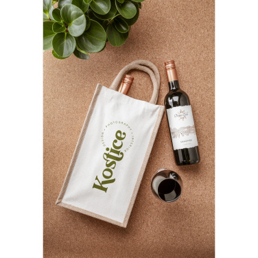 Logo trade corporate gifts picture of: Jute Canvas Double Wine Bag