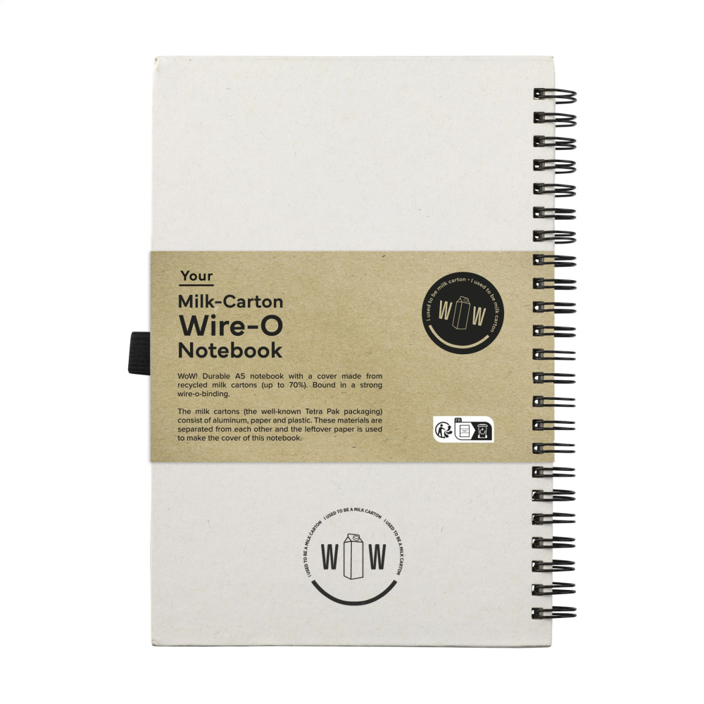 Logo trade promotional giveaways picture of: Milk-Carton Wire-O Paper Notebook A5