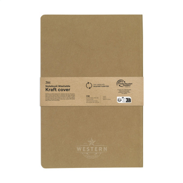 Logo trade promotional item photo of: Paper Notebook GRS Washable Kraft Cover A5