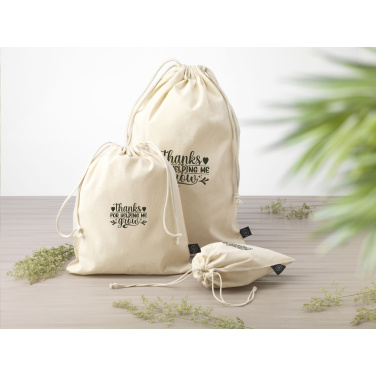 Logo trade promotional gift photo of: Gift Pouch Natural GRS Recycled Cotton (150 g/m²) L
