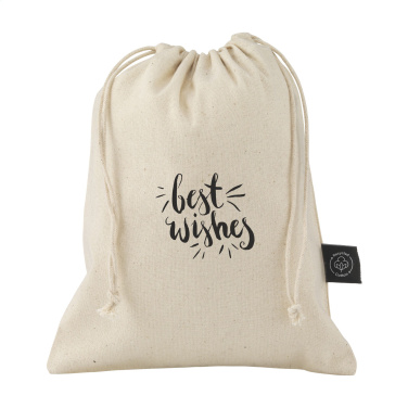 Logotrade promotional product picture of: Gift Pouch Natural GRS Recycled Cotton (150 g/m²) S