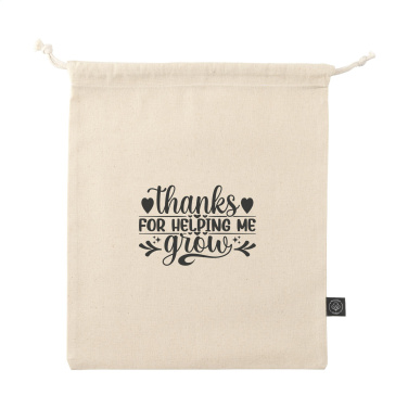 Logo trade corporate gifts image of: Gift Pouch Natural GRS Recycled Cotton (150 g/m²) M
