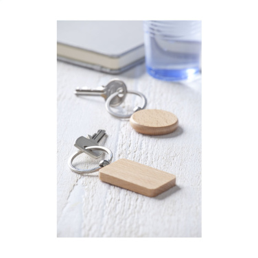Logo trade corporate gifts image of: WoodKey Circle keychain