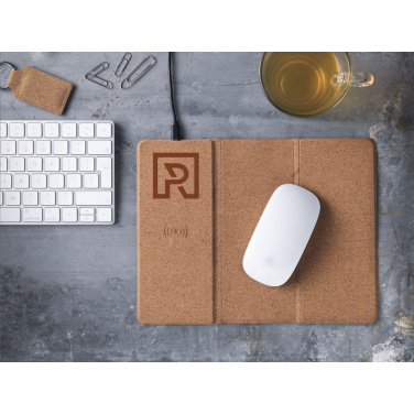 Logo trade corporate gifts picture of: Cork Wireless Charging Mousepad