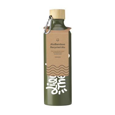 Logo trade promotional gifts image of: AluBamboo GRS Recycled Alu 750 ml water bottle