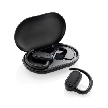 Logo trade promotional merchandise image of: Fitsound RCS recycled plastic open ear TWS earbuds