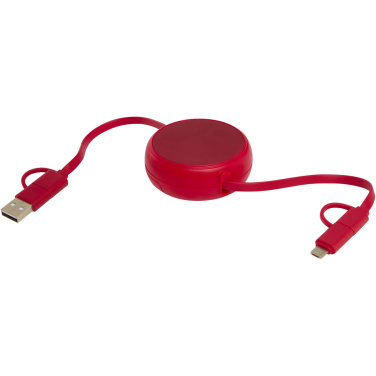 Logo trade promotional giveaways picture of: Alasia 5-in-1 100 cm recycled plastic and aluminium retractable data sync and 45W fast charge cable