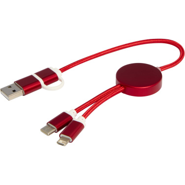 Logo trade promotional giveaways image of: Alasia 5-in-1 recycled aluminium and plastic 30 cm data sync and 27W fast charge cable
