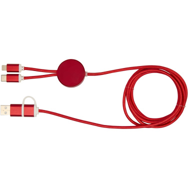 Logo trade promotional gifts picture of: Alasia 5-in-1 recycled aluminium and plastic 150 cm data sync and 27W fast charge cable