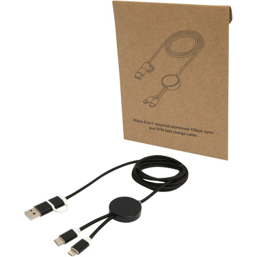 Logotrade promotional merchandise image of: Alasia 5-in-1 recycled aluminium and plastic 150 cm data sync and 27W fast charge cable
