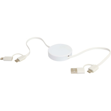 Logotrade promotional merchandise picture of: Citala 5-in-1 recycled plastic 90 cm retractable data sync and 40W fast charge cable