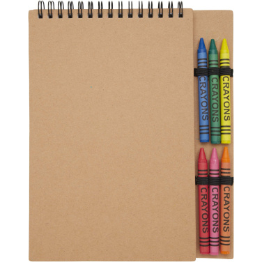 Logo trade promotional merchandise picture of: Doodle A5 spiral soft cover notebook and crayon set