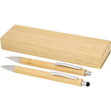 Logotrade promotional items photo of: Oblys bamboo ballpoint pen and mechanical pencil set (black ink)
