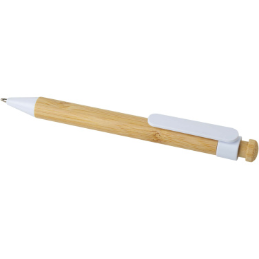 Logo trade corporate gifts image of: Rattan bamboo and recycled plastic ballpoint pen (black ink)