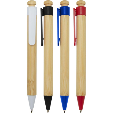 Logo trade promotional items picture of: Rattan bamboo and recycled plastic ballpoint pen (black ink)