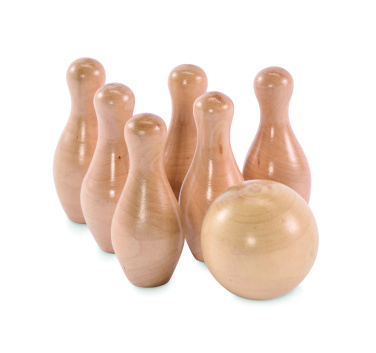 Logo trade promotional items image of: Mini pine wood bowling set