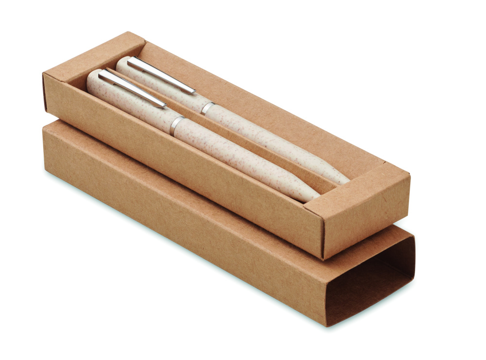 Logo trade business gifts image of: Wheat straw/ABS twist pen set