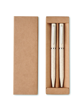 Logo trade business gift photo of: Wheat straw/ABS twist pen set