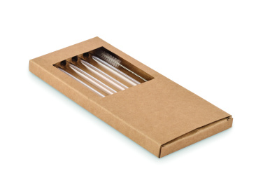 Logo trade promotional gifts picture of: 4 reusable glass straws