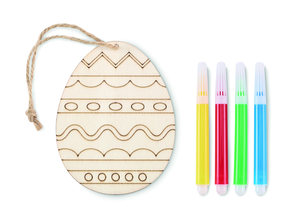 Logo trade promotional giveaway photo of: Wooden egg painting set