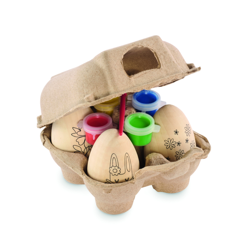 Logotrade promotional item image of: Wooden eggs painting set