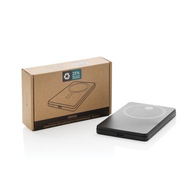 Logo trade promotional item photo of: Orion RCS recycled aluminum 5000 mah 5W magnetic powerbank