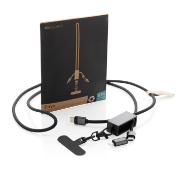 Logo trade promotional giveaways picture of: Terra RCS recycled PET phone cord with dual charge cable