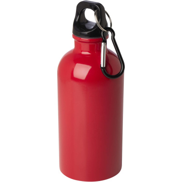 Logo trade promotional items image of: Oregon 400 ml RCS certified single wall stainless steel water bottle with carabiner
