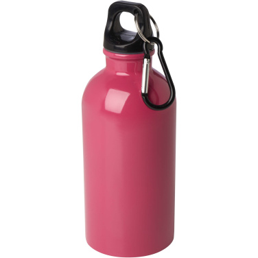 Logo trade advertising products image of: Oregon 400 ml RCS certified single wall stainless steel water bottle with carabiner