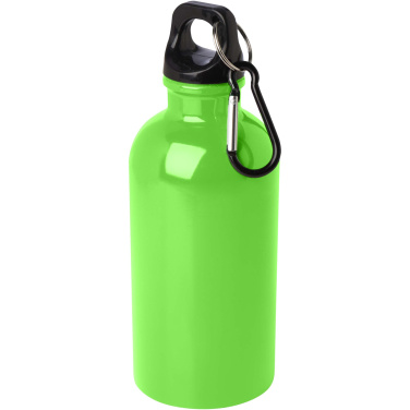 Logo trade promotional item photo of: Oregon 400 ml RCS certified single wall stainless steel water bottle with carabiner