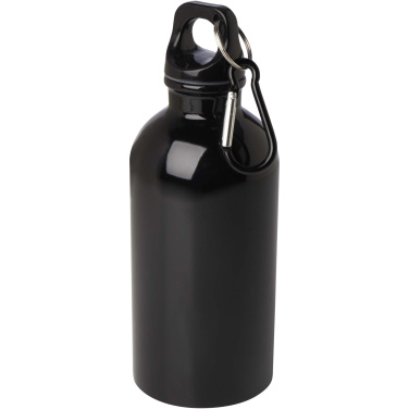 Logotrade advertising products photo of: Oregon 400 ml RCS certified single wall stainless steel water bottle with carabiner