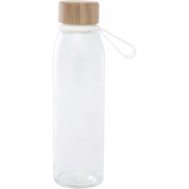 Logo trade promotional products image of: Porto 500 ml glass water bottle with silicone handle and bamboo lid