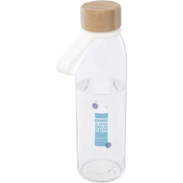 Logotrade promotional merchandise image of: Porto 500 ml glass water bottle with silicone handle and bamboo lid