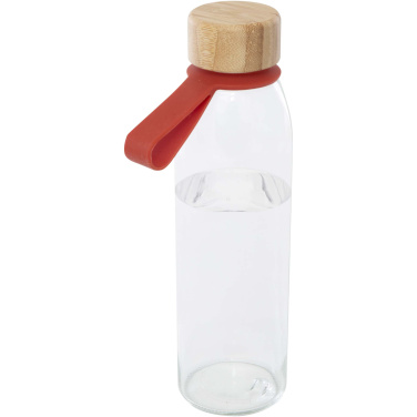 Logo trade promotional product photo of: Porto 500 ml glass water bottle with silicone handle and bamboo lid
