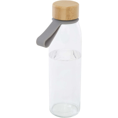 Logo trade corporate gifts picture of: Porto 500 ml glass water bottle with silicone handle and bamboo lid