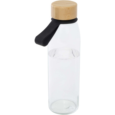 Logotrade promotional items photo of: Porto 500 ml glass water bottle with silicone handle and bamboo lid
