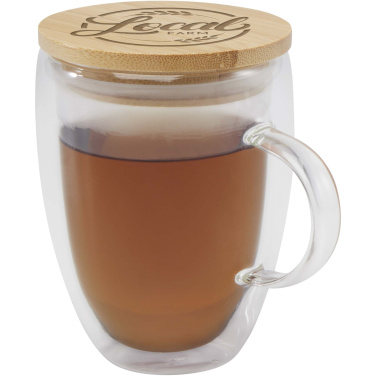 Logotrade promotional item picture of: Leona 350 ml glass cup with bamboo lid