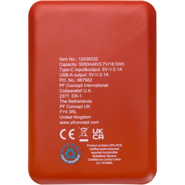 Logo trade corporate gifts image of: Asama 5000 mAh Type-C recycled plastic power bank